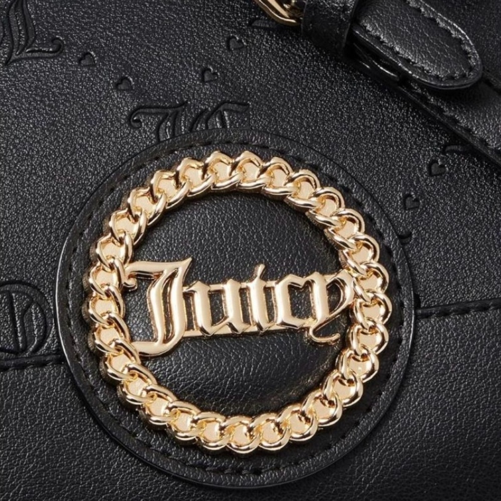 Juicy Couture NWT Black Licorice Semi-Charmed Embossed Satchel Bag Purse (P017) - Picture 4 of 10